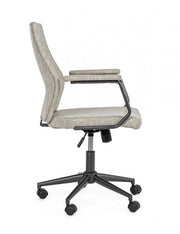 Low back office armchair in light gray eco-leather Jamie