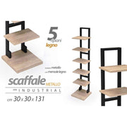 Scaffale urban industrial in legno e metallo slim cm 30 x 30 x 131 h