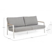 2-3 seater aluminum sofa with white Jalisco cushions