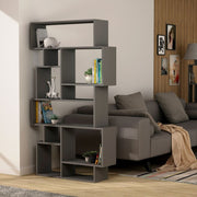 Horizontal Double-sided Anthracite Bookcase with 10 Open Compartments 96cm x 25.5cm x 168.5cm