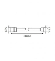 Steel shower hose with double coupling 200 cm.