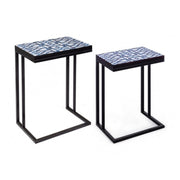 Set of 2 NEAPOLIS coffee tables in steel with mdf top decorated with print 62.5h 56h cm