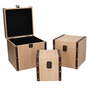 Faux leather box 1-3 square wood effect cm22x22h22