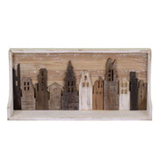 Shabby shelf with houses cm 82 x 20 x 38 h