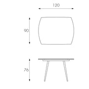 Extendable table in tempered glass with gray top 120/180x90h cm