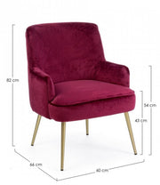 Clelia modern burgundy velvet armchair