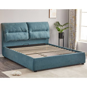 Blue Fabric Safira Double Storage Bed L 173 x W 214.5 x H 112 cm