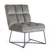Lizzie armchair in gray velvet with metal legs