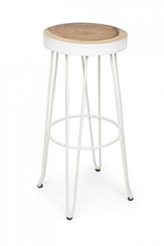 White bar stool in natural style wood
