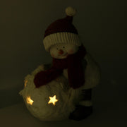 Resin snowman with white led ball cm31,5x20,5h41