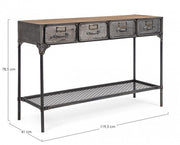 Console Store 4 drawers 1 shelf in industrial style