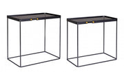 Set of 2 Zeina rectangular black steel coffee tables