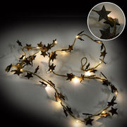 Brown stars garland with 20 micro ledscm210xh200x1 - battery operated