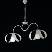 Modern suspension chandelier in white iron two lights 82x h35 cm
