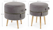 Set 2 Storage stool with velvet effect Pavlina Dark Gray