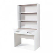 Desk with drawer for Bedroom or Office with white support bookcase computer workstation