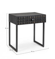 Black coffee table 1 drawer in industrial style wood 50x35x55