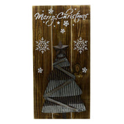 Merry Christmas wood-metal plate cm30x60x2,5