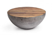 Design style gray coffee table in recycled wood Ø70 - 32 cm
