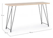 Steel console with wooden top DISTRICT 140x39x h79 cm