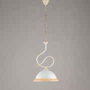 Iron Ivory Gold chandelier one light White and Amber glass 30x h48 cm