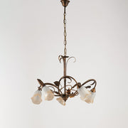 Suspension chandelier in iron Brown Gold leaves five lights 60x h47 cm