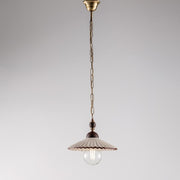Suspension chandelier in white and brown bronzed iron 25x h18 cm