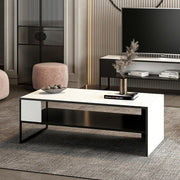 Concord black and white rectangular coffee table for living room