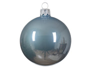 Enchanting 6cm Blue Veiled Enamel Glass Christmas Ornament