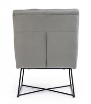 Lizzie armchair in gray velvet with metal legs