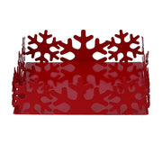 Square red snowflake metal napkin holder 16,5x16,5h5 cm