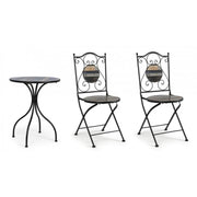 Garden set table and 2 chairs with Huston ceramic decorations