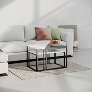 Three Stackable OhLady Side Tables - White and Anthracite with Black Legs