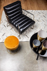 CLARISSA Yellow Ocher velvet pouf diameter 35x h40 cm