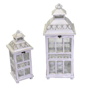 Squared 1-2 bleached metal wood lantern 24x24h60,5 cm