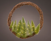 Indoor decorative garland with illuminated trees H 28 x ø 50 cm