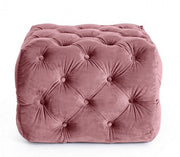 Evan ottoman in quilted Blush velvet