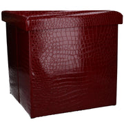 Squared red faux leather puff cm30x30h30