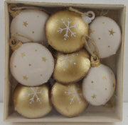 Metal decoration pack of 8 white gold cm11x11h2,5