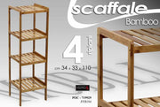 Scaffale bamboo 4 ripiani ripostiglio lavanderia cm 34 x 33 x 110 h