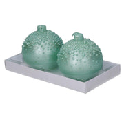 Pack of 2 pieces paraffin candle turquoise sphere with bubbles cm ø7,5h7,5