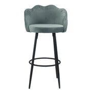 Gray Velvet Shell-Shaped Stool, 100 cm x 54 cm x 55 cm