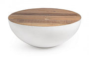 Design style white coffee table in recycled wood cm Ø90 - 38