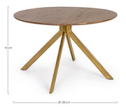 Vintage style wooden table for 6 people Ø120a - 76h