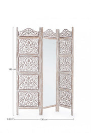 White Alyssa 3 Door Screen with Mirror Cod.0721448
