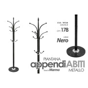 Appendiabiti piantana in metallo nero cm 178 base marmo
