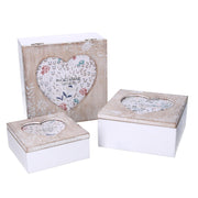Wooden box 1-3 square beige heart cm18x18h9