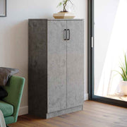 Multipurpose shoe cabinet cement gray wood melamine 2 doors h130x71x38