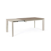 Gray and taupe extendable table