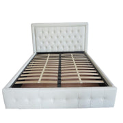 Buttonsquare White Quilted Headboard Double Storage Bed